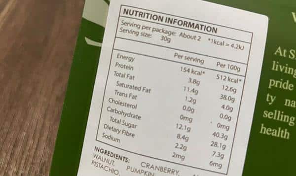 Nutrition facts panel creation