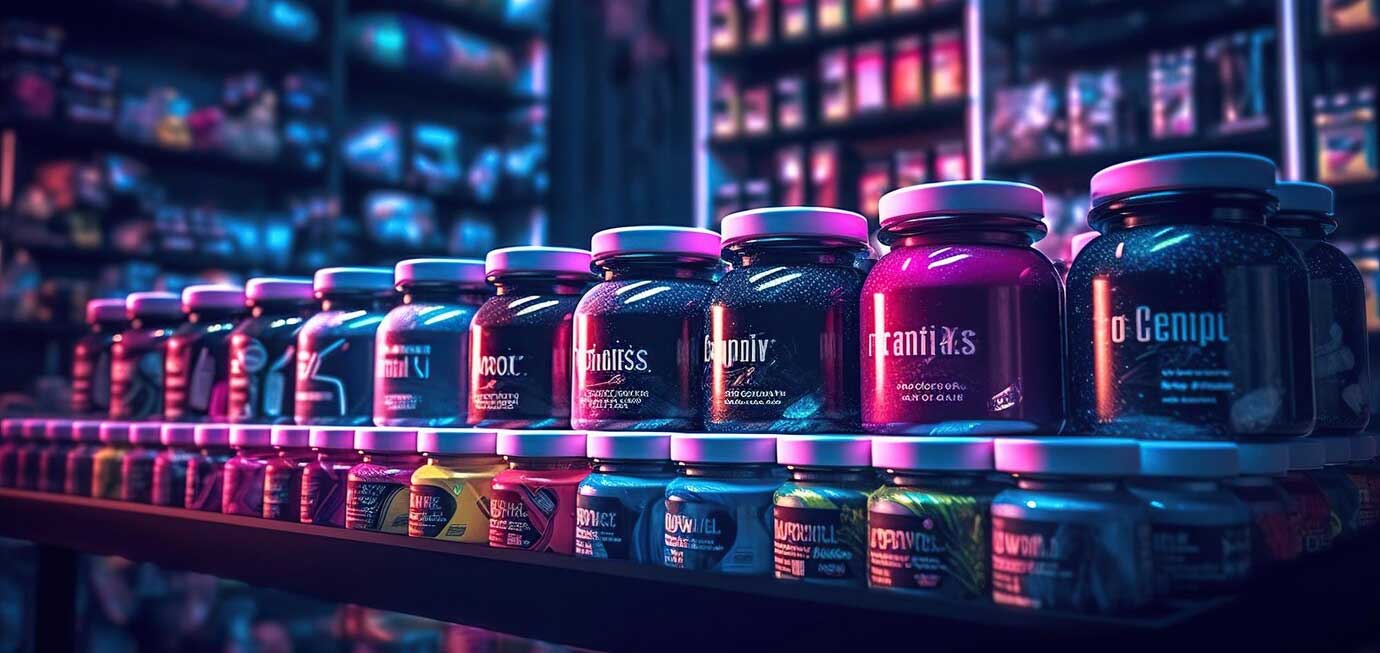 Functional food and natural health product examples like protein bars and mushroom capsules