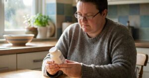 Person reading the label of a natural health product to check its GLP-1 claims